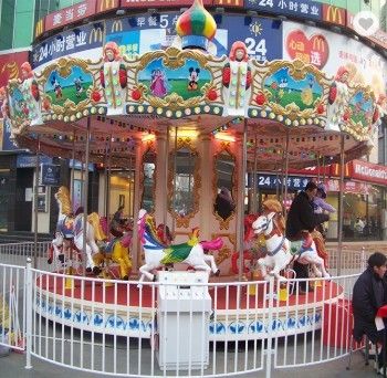 Mechanical Carousel Kiddie Ride , Musical Horse Carousel Ride For Children