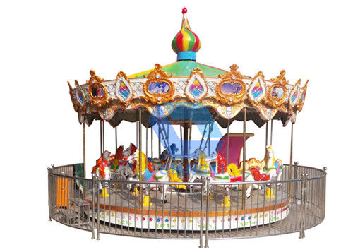 QiangLi 24 Seats Luxury Carousel , Large Merry Go Round For Theme Park